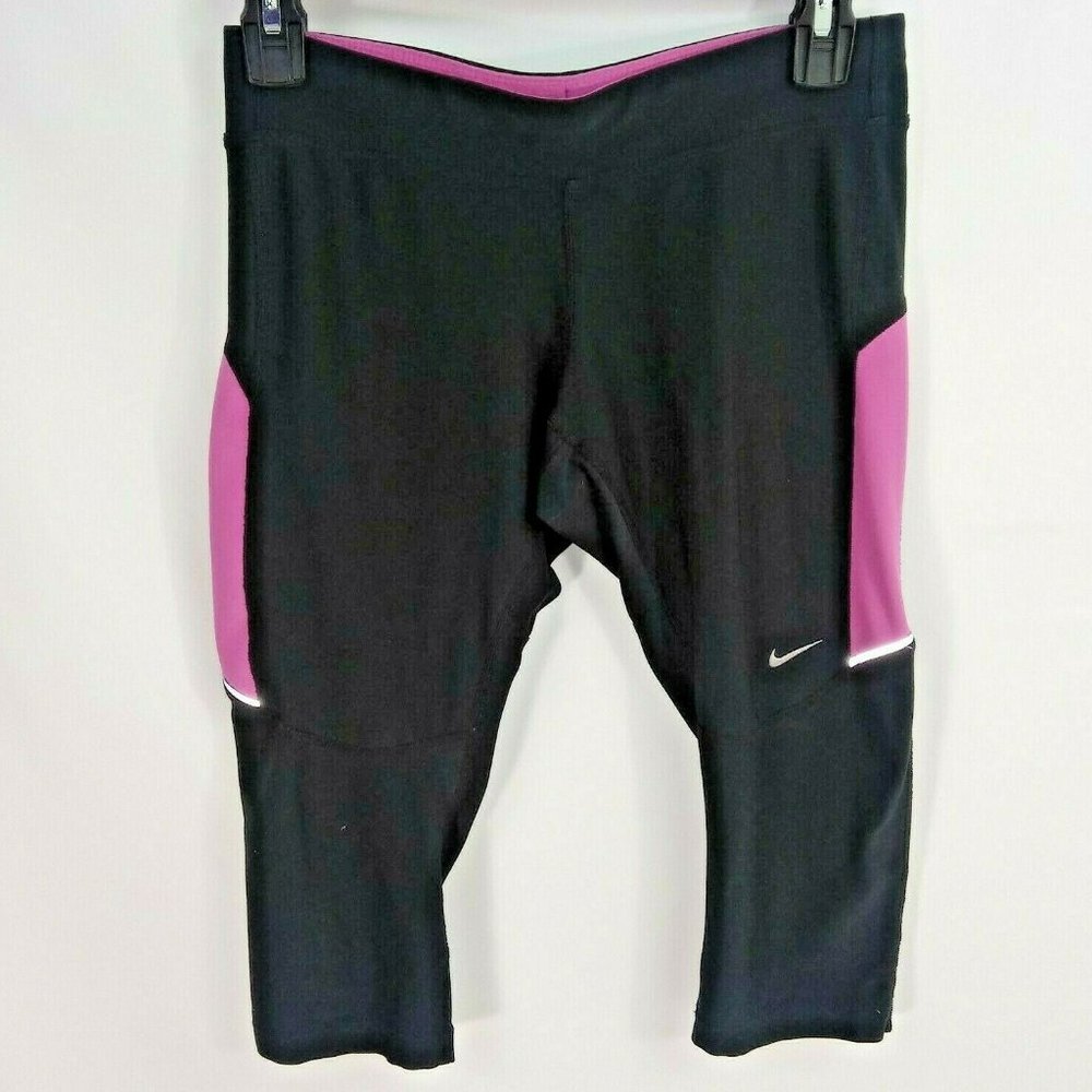 Nike S Dri Fit Running Pink Capri Pocket Athletic